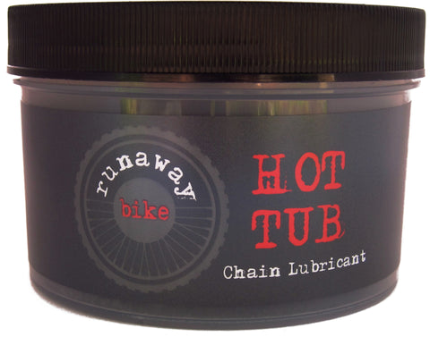 Runaway Bike HOT TUB Chain Lubricant.  A hot paraffin bike chain lube.